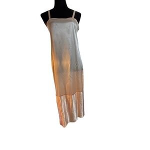 Scott McClintock Vintage Peach Satin Slip Dress Accordion Pleated Hem Size 6